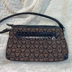 BRIGHTON Signature brown Logo Janice Purse Handbag Hearts